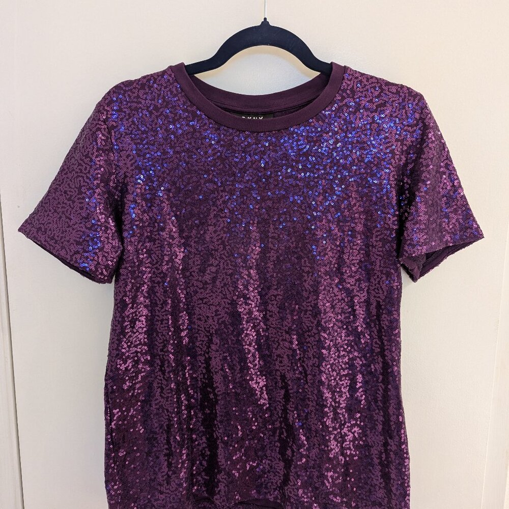 DKNY Purple Sequins Party Top Women's Size Medium